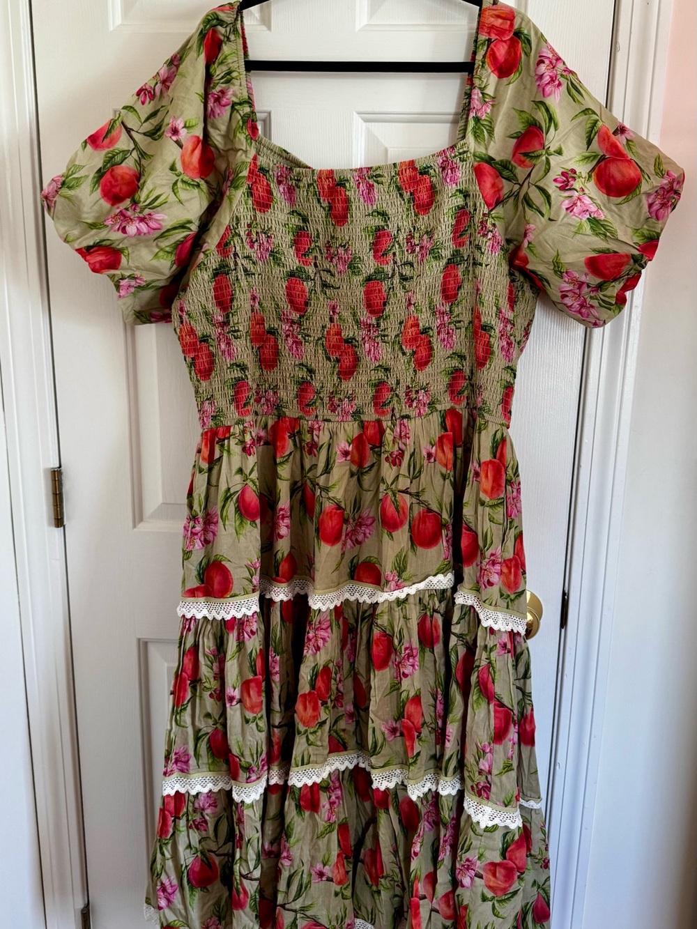 JessaKae Peach Print Midi Dress NWT